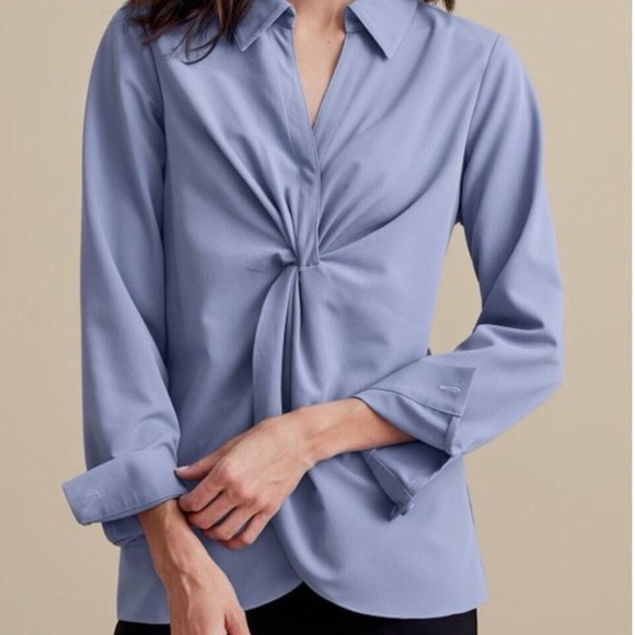 Soft Surroundings Tops - Soft Surroundings Versa Shirt English Manor Pullover Blouse Medium Blue
